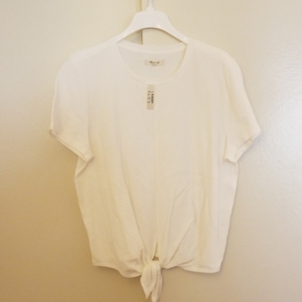 NWT Madewell White Tie-front Top